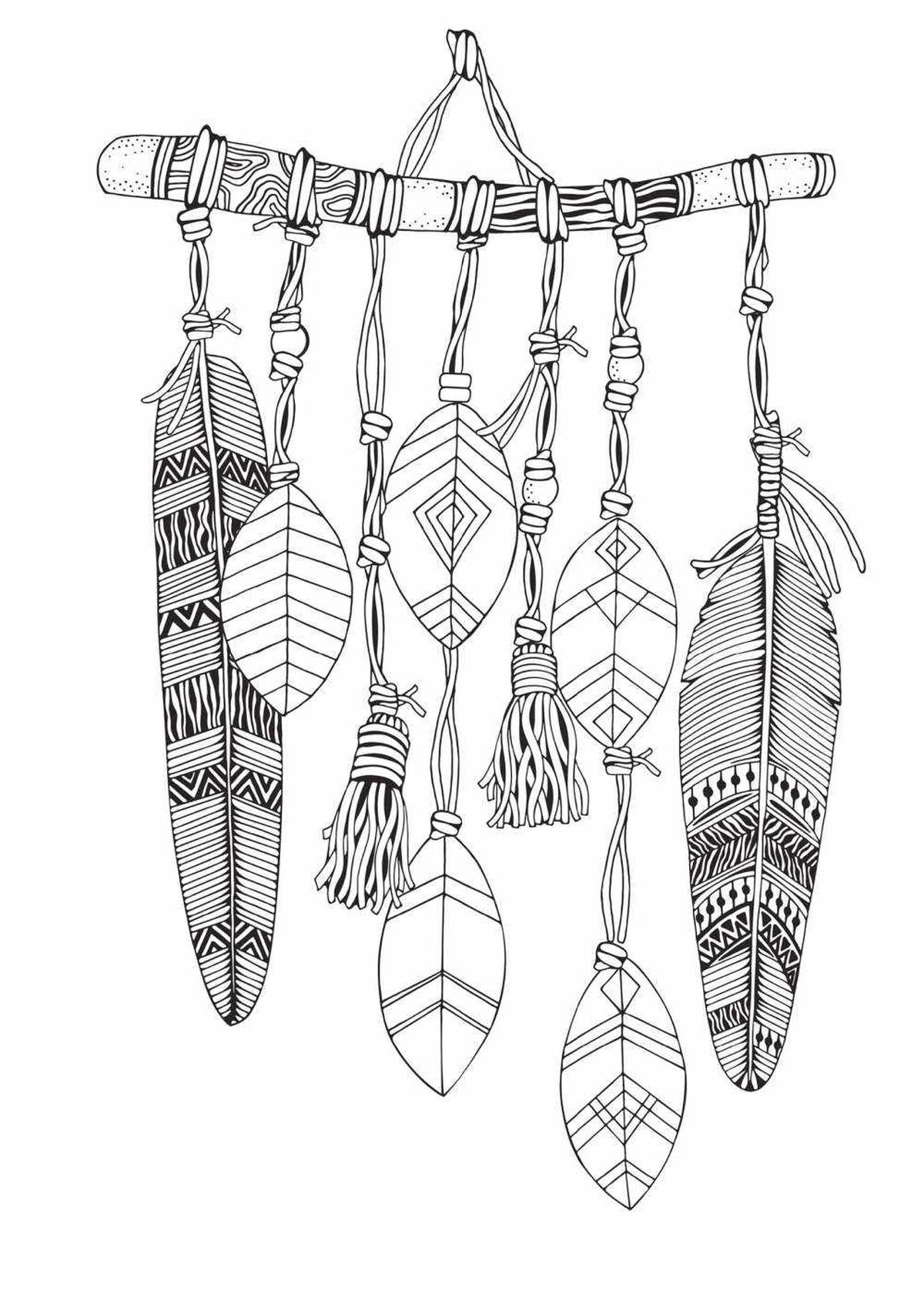 Atrapasueños para colorear modelo 8.