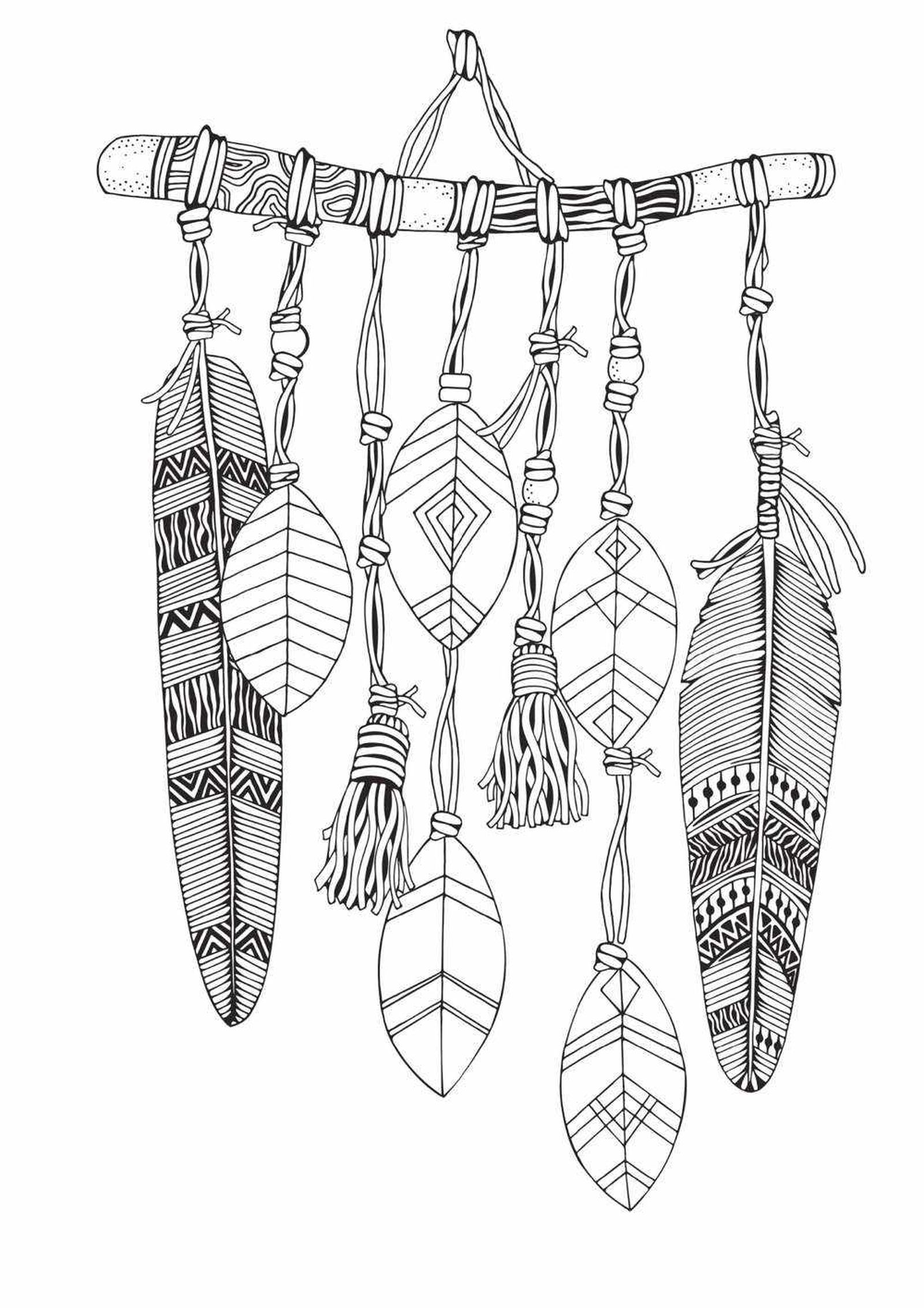 Atrapasueños para colorear modelo 8.