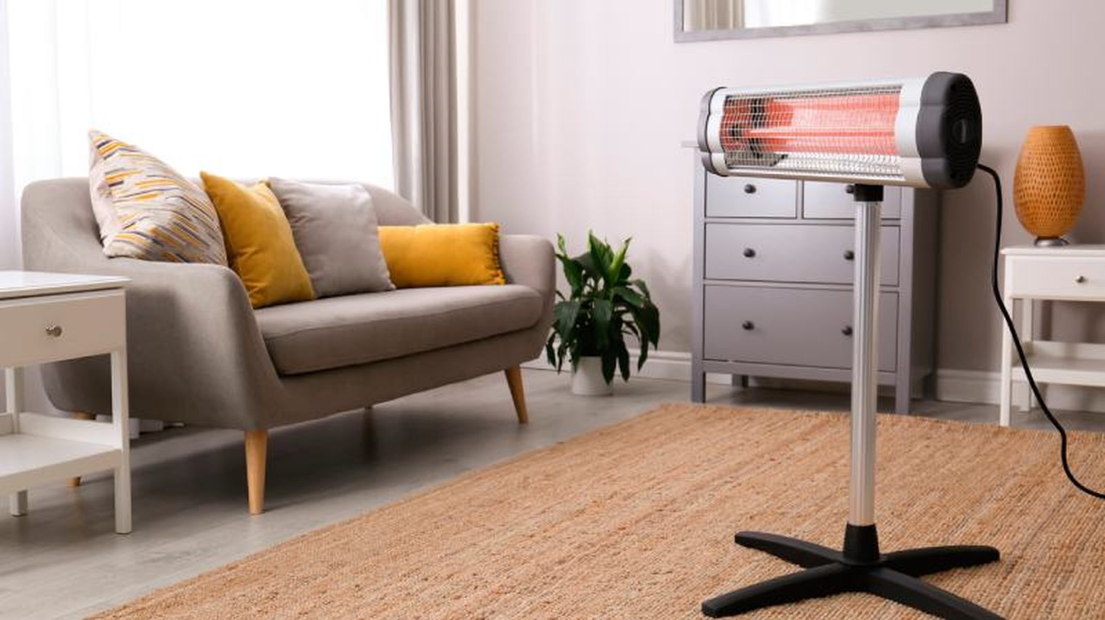 Calefactor infrarrojo en el salón