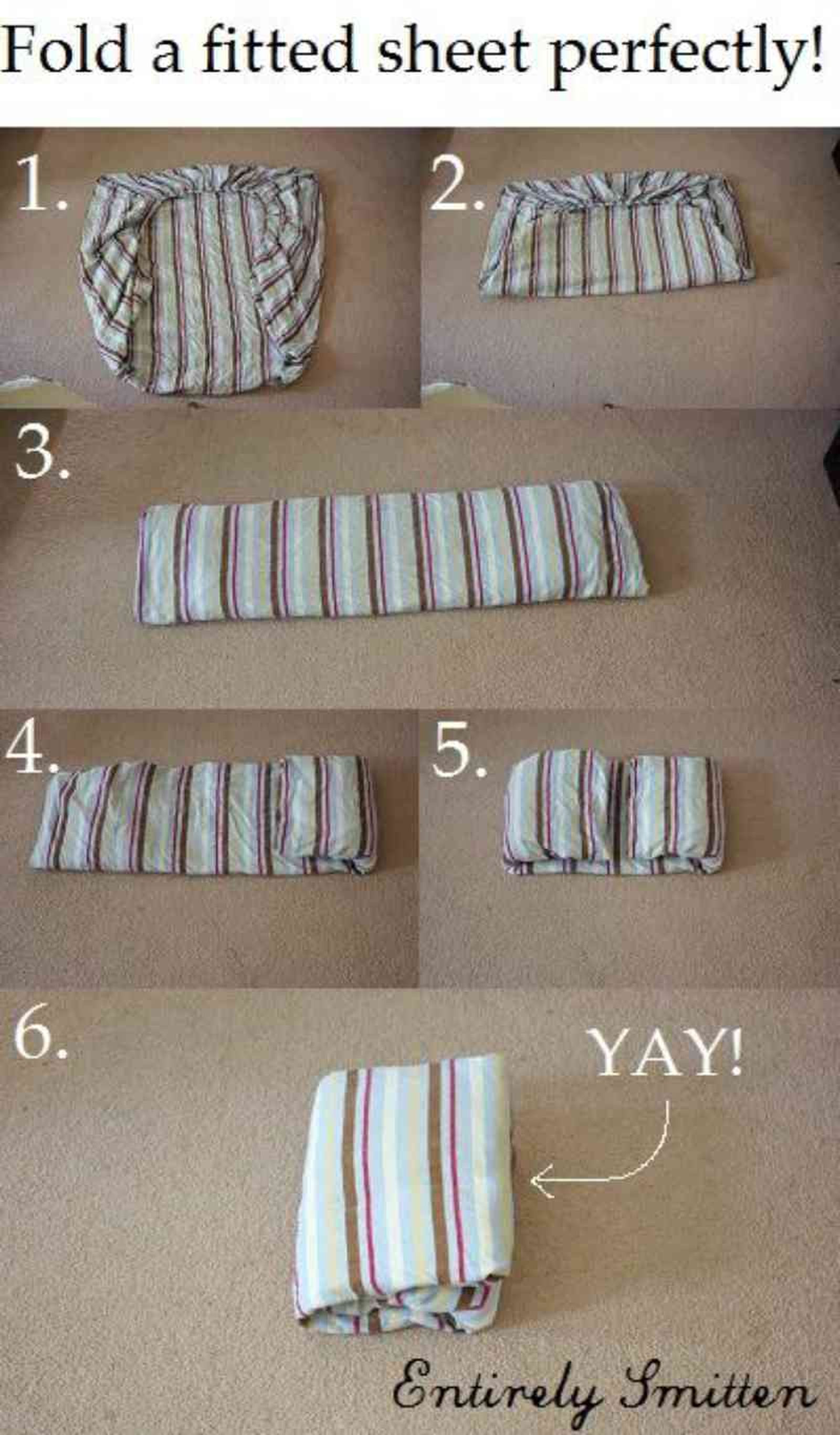 Pasos para doblar una sábana bajera / Imagen: Pinterest