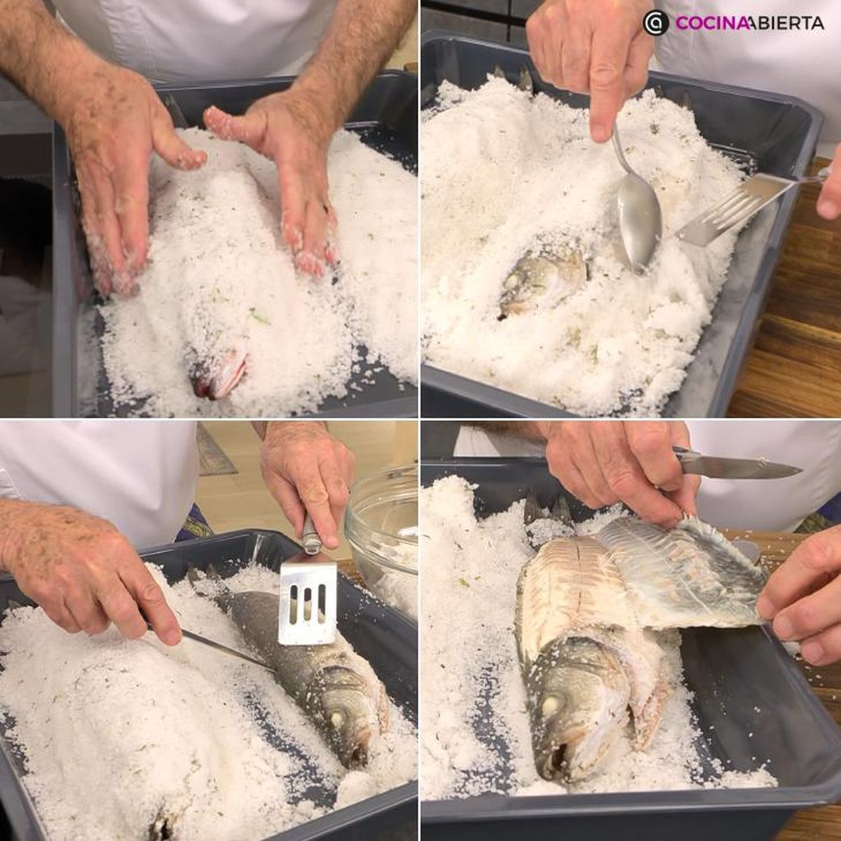 lubina a la sal con salsa tartara pasos