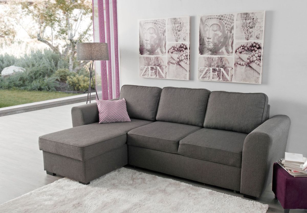 Decoracion elegir sofa Conforama Chaise longue reversible con cama ASTON