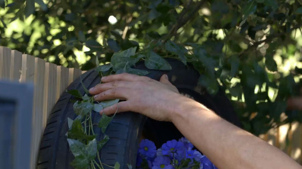 Hacer jardineras con neumáticos 3