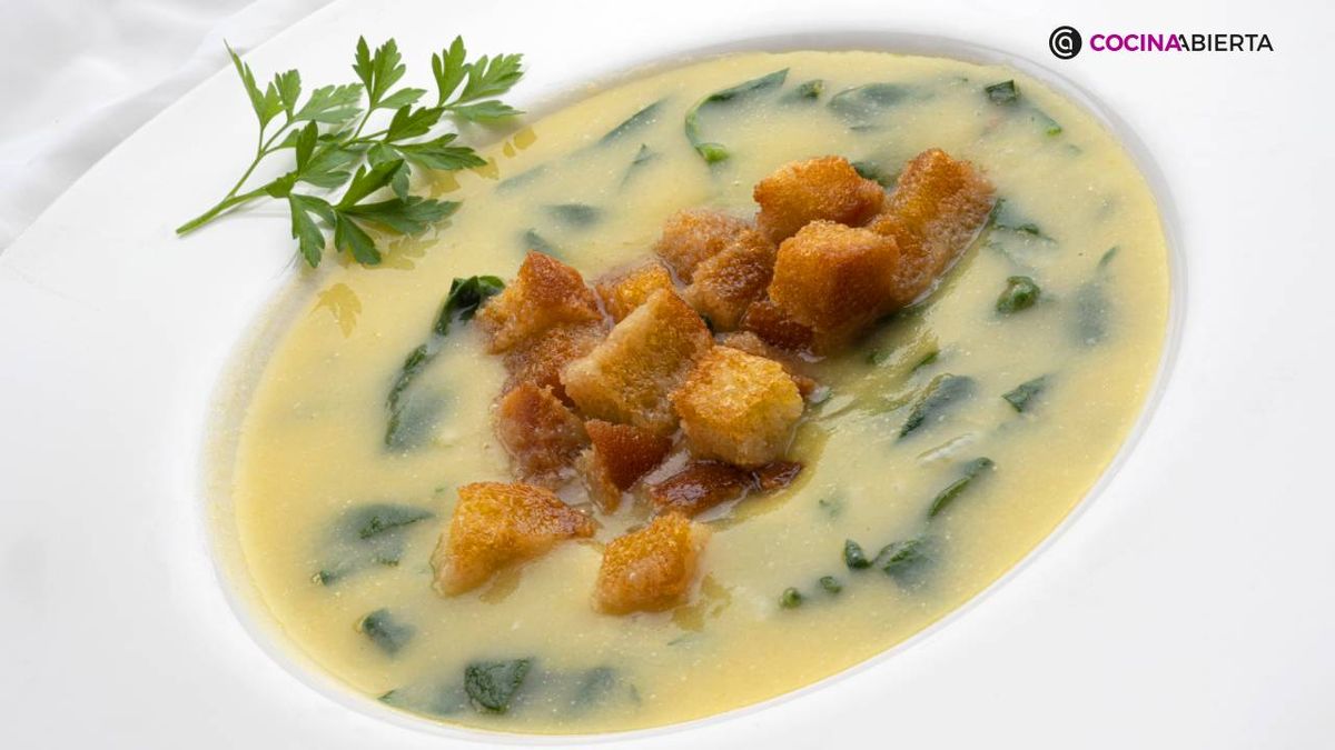 sopa arroz espinacas