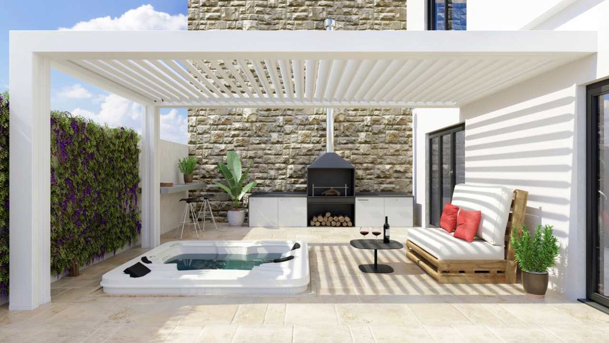 Pérgola bioclimática blanca