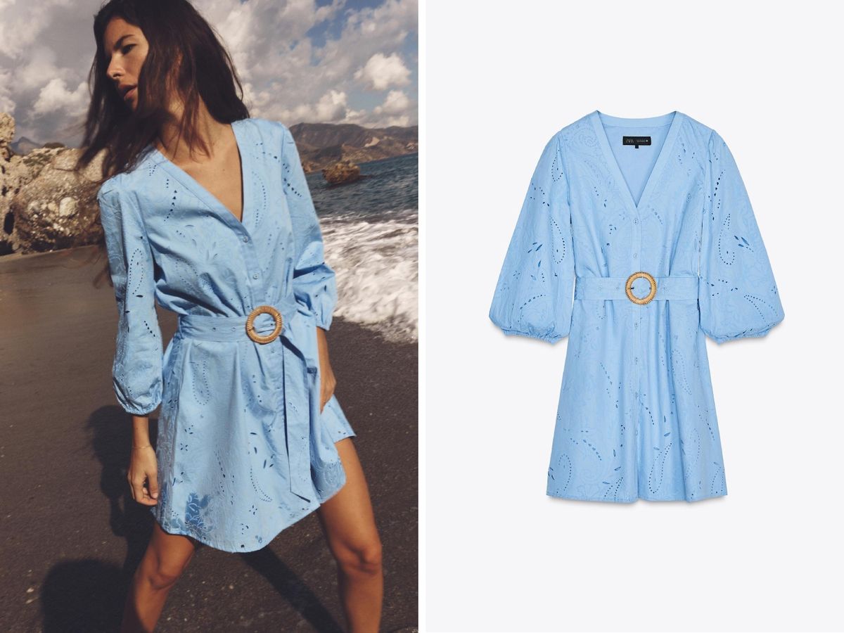 Vestidos corto con bordados engomados para Semana Santa