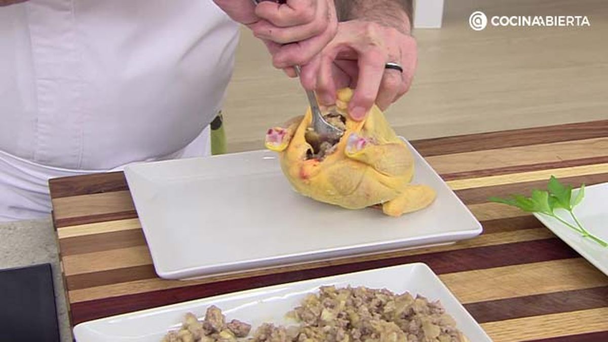 Picanton relleno con pure de castanas paso 4