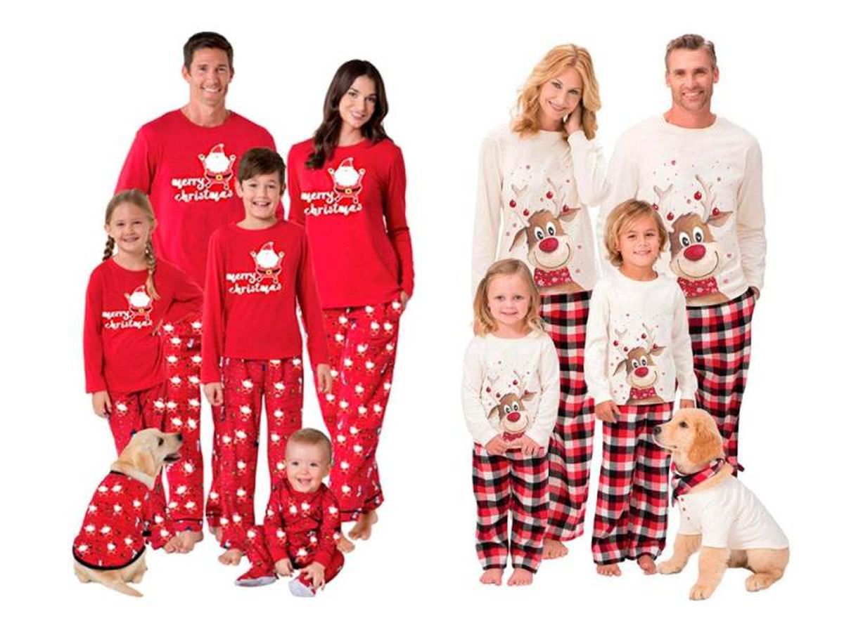 Puedes encontrar el mismo modelo de pijama navideño en tallas para toda la familia / Fotos: Amazon
