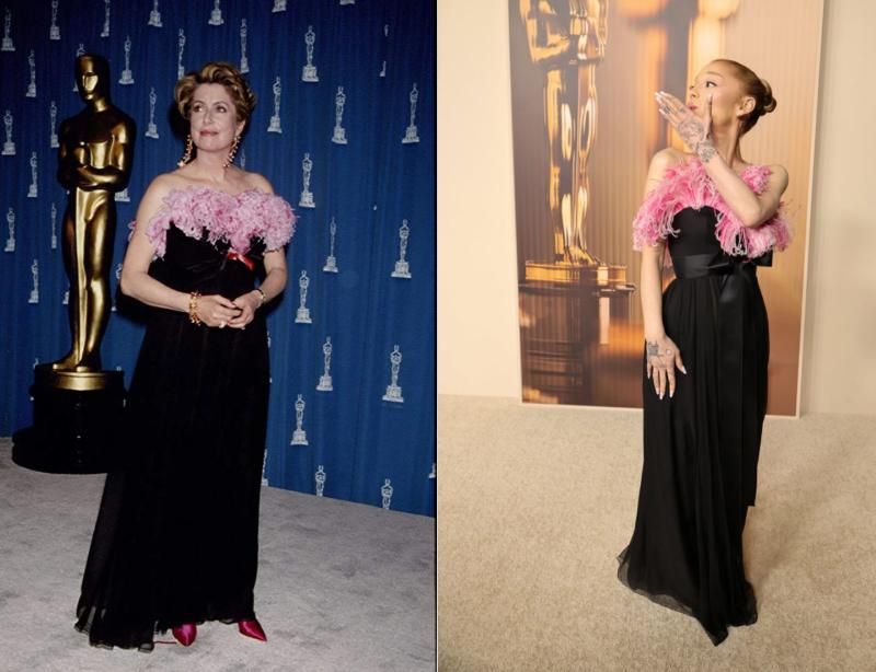 Ariana Grande y Catherine Deneuve con el mismo vestido