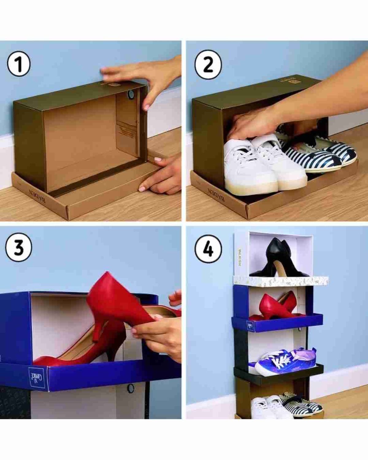 ideas reutilizar cajas de carton organizador de zapatos