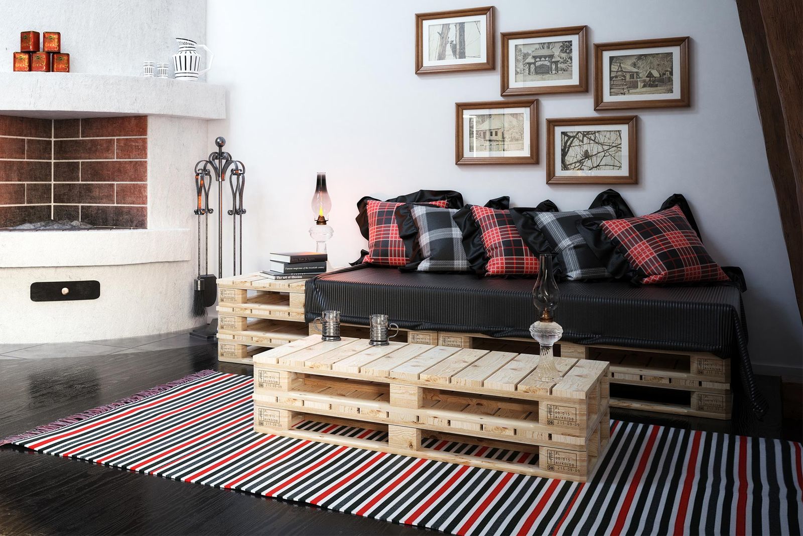 decoracion combinar sofa negro