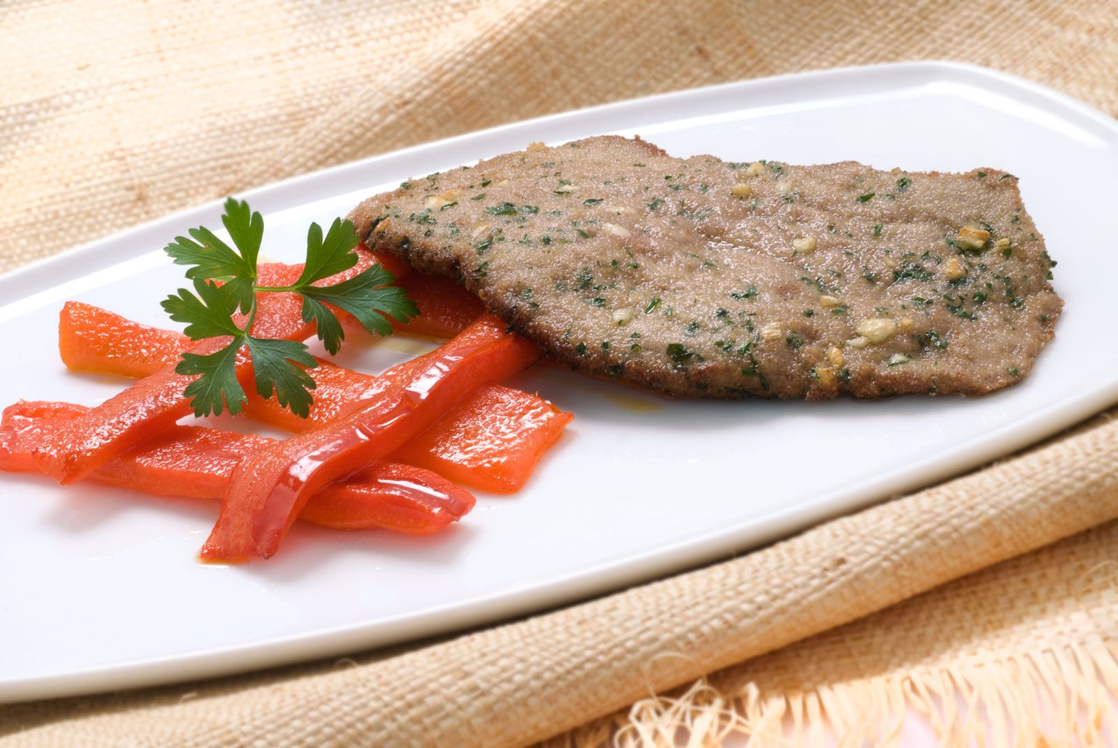 Filete empanado con pimientos xl