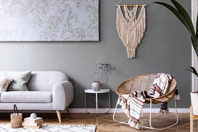 salon pared gris londres