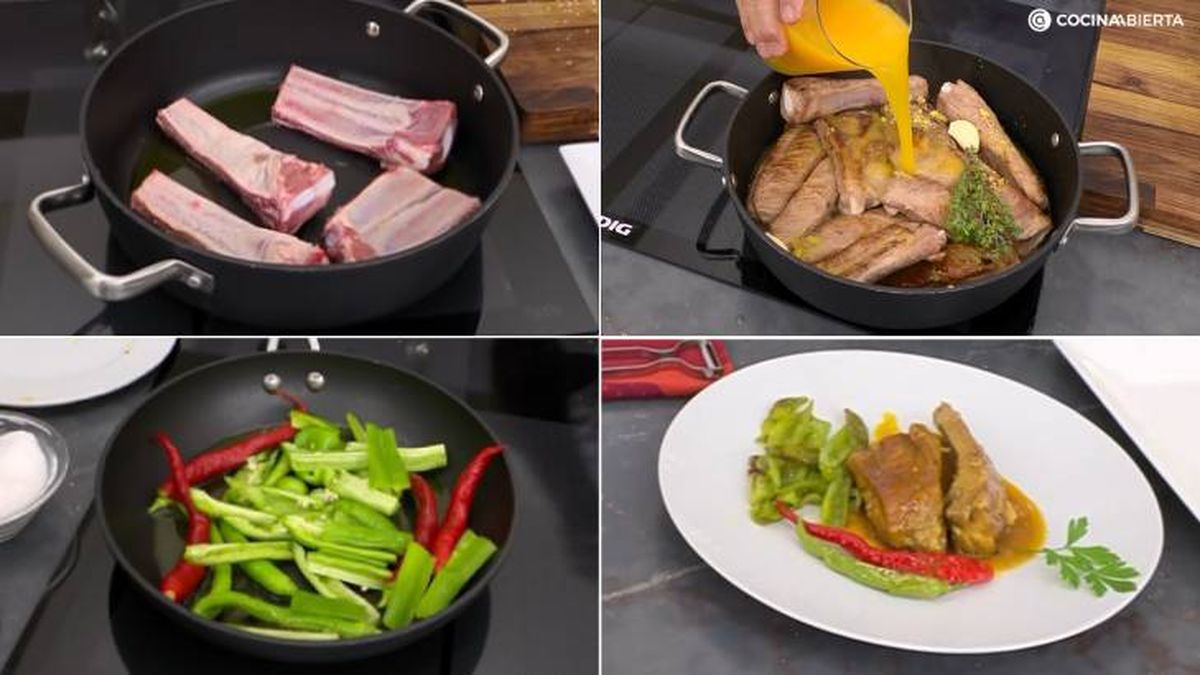 costilla de cerdo guisada con salsa de naranja pasos