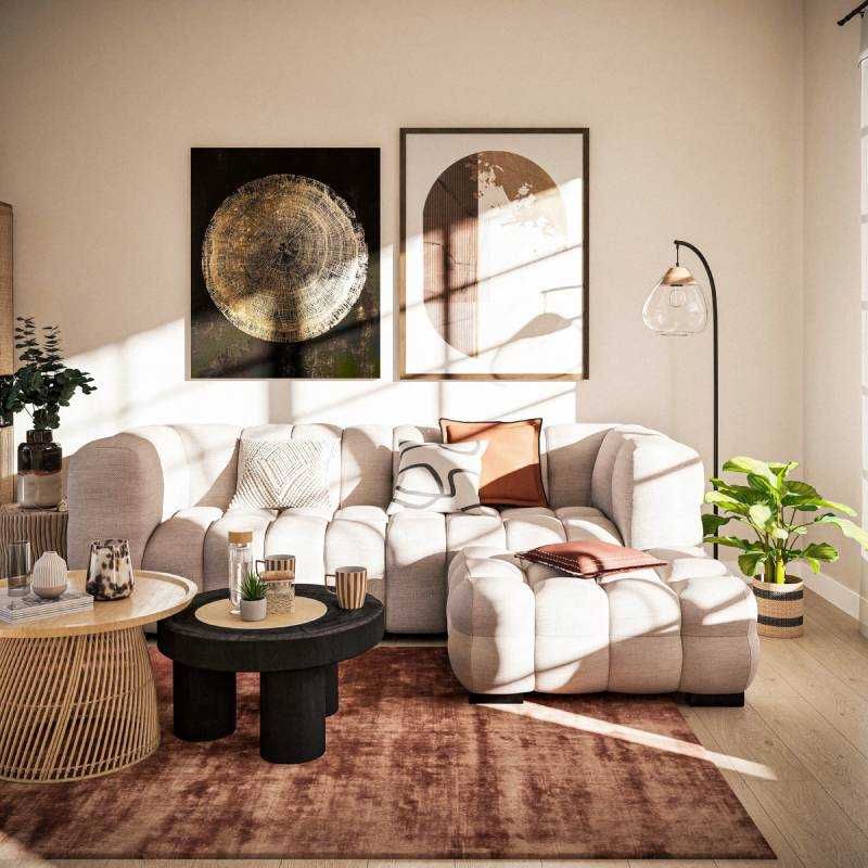 Salón moderno con mobiliario de estilo bold.