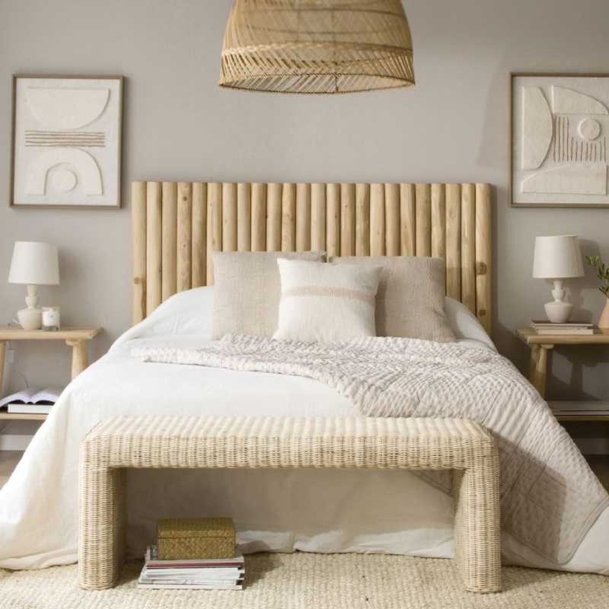 Cabecero de cama de troncos Nusa de Banak.