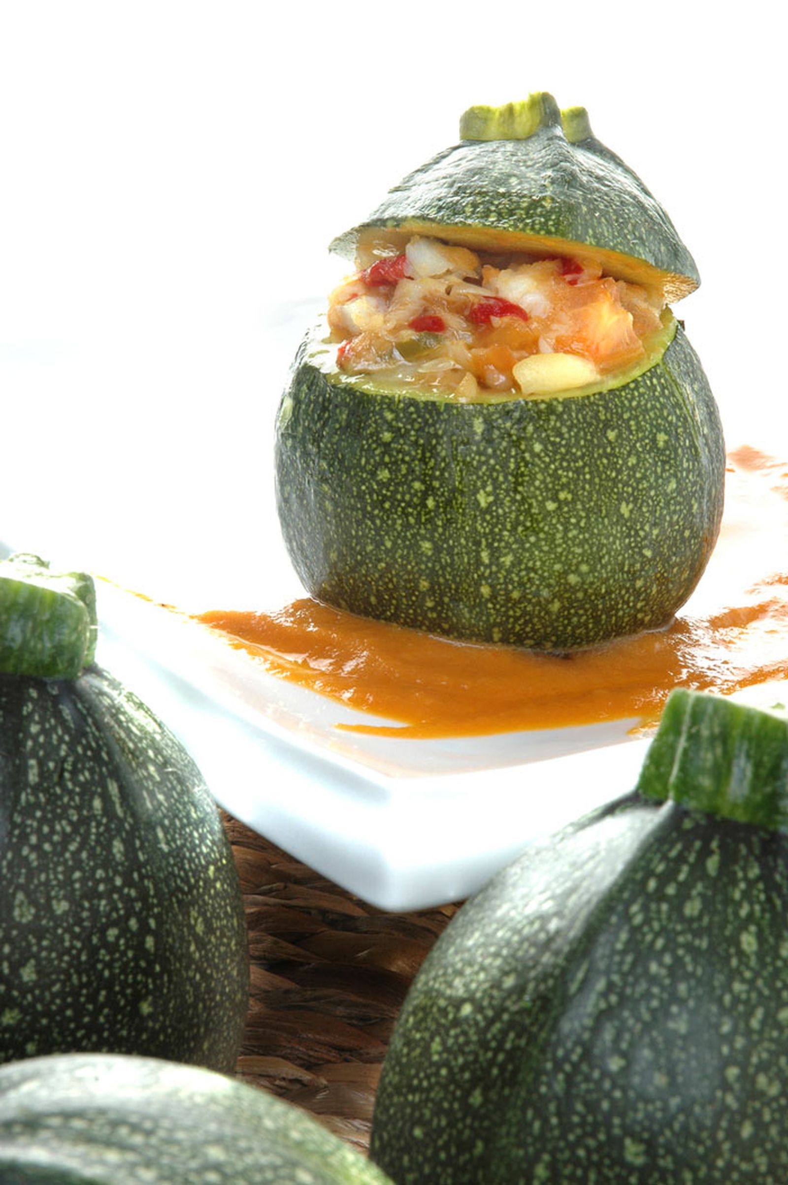 Calabacín relleno de bacalao