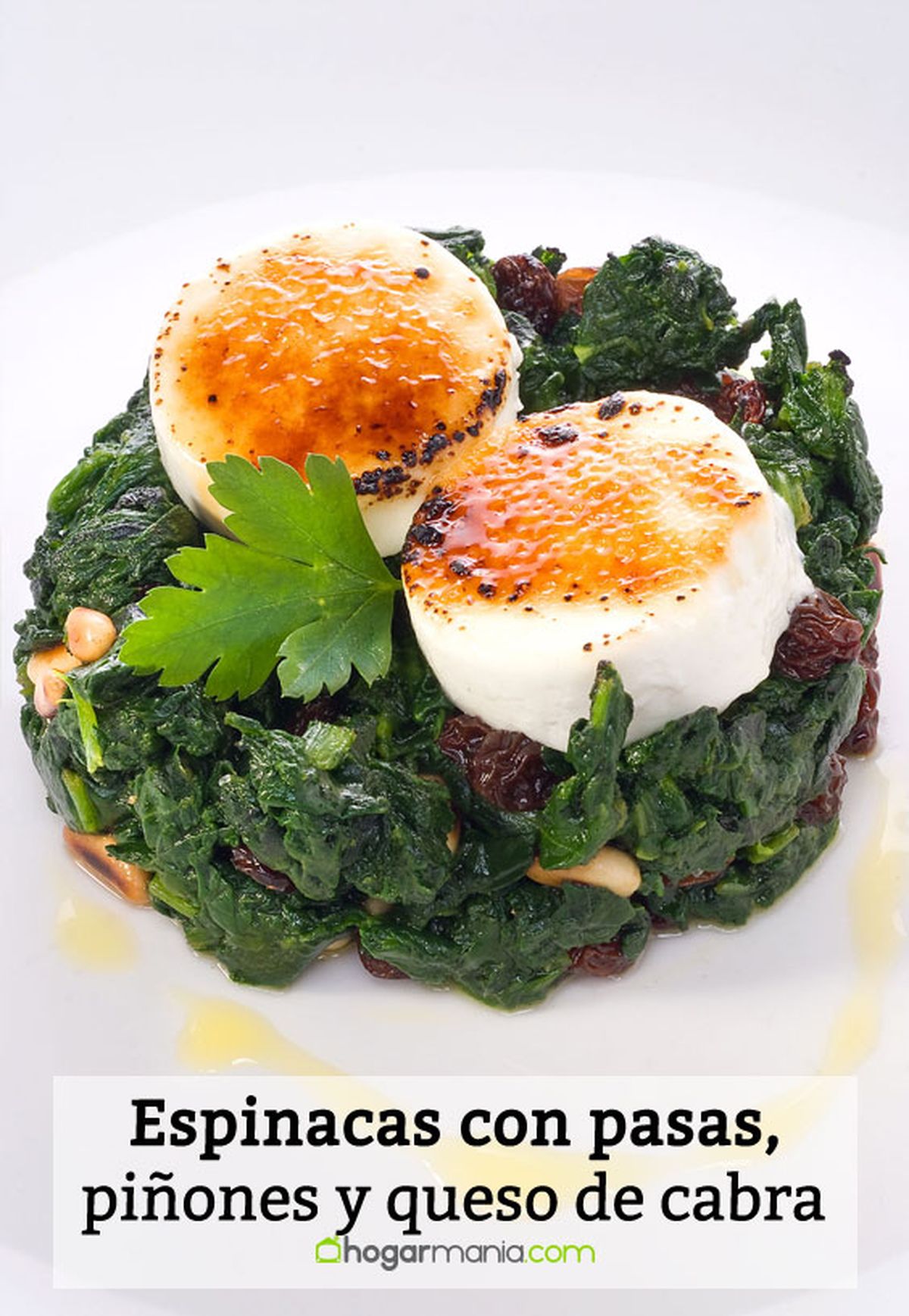 espinacas pinones pasas queso cabra pin