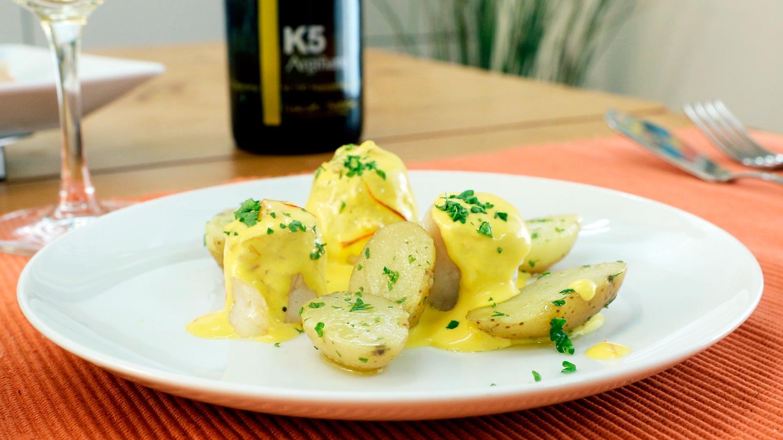 Receta de popietas de gallo al azafrán