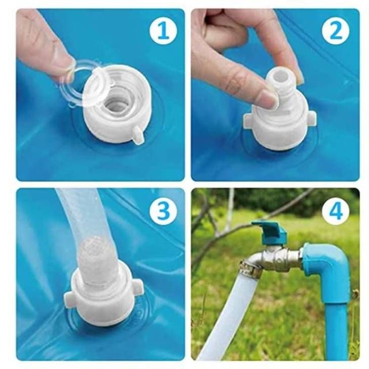 Colocación de adaptador de colchoneta con manguera y grifo de agua