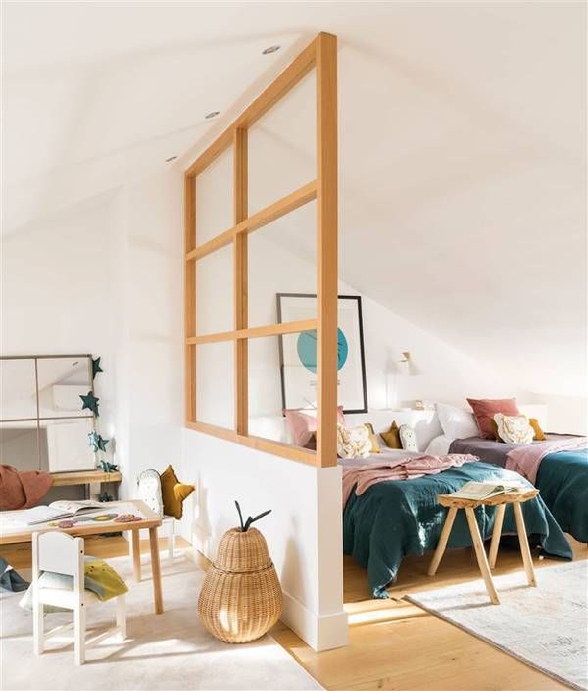 pared cristal separar dormitorio sala de juegos