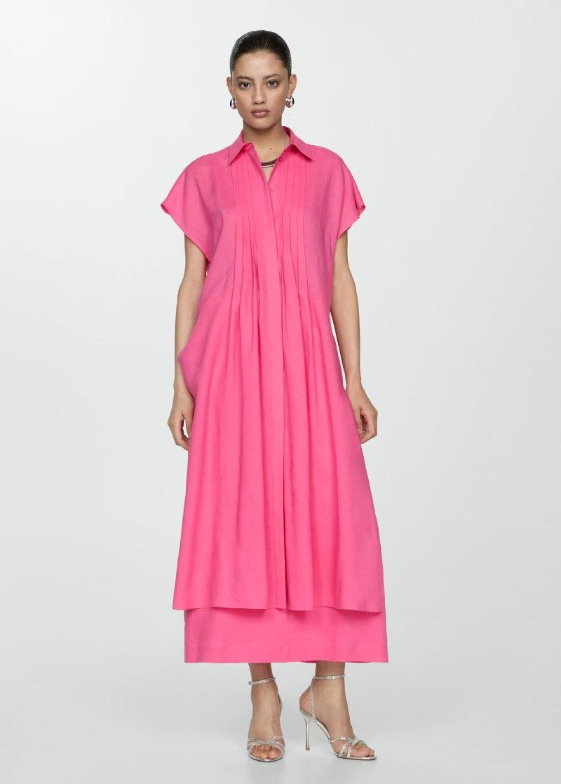Vestido camisero con tablas