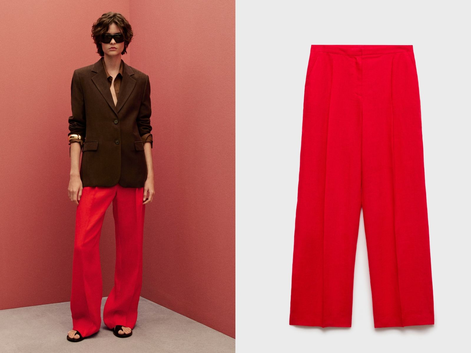 Pantalón de lino rojo