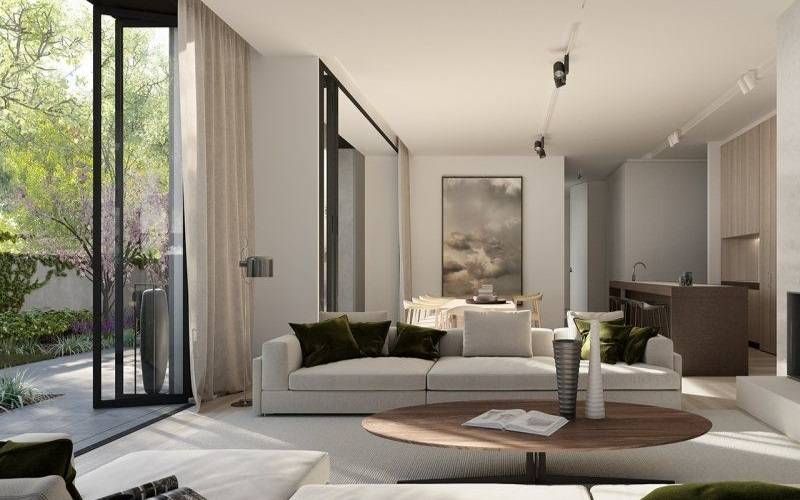 Salón de una casa minimalista.