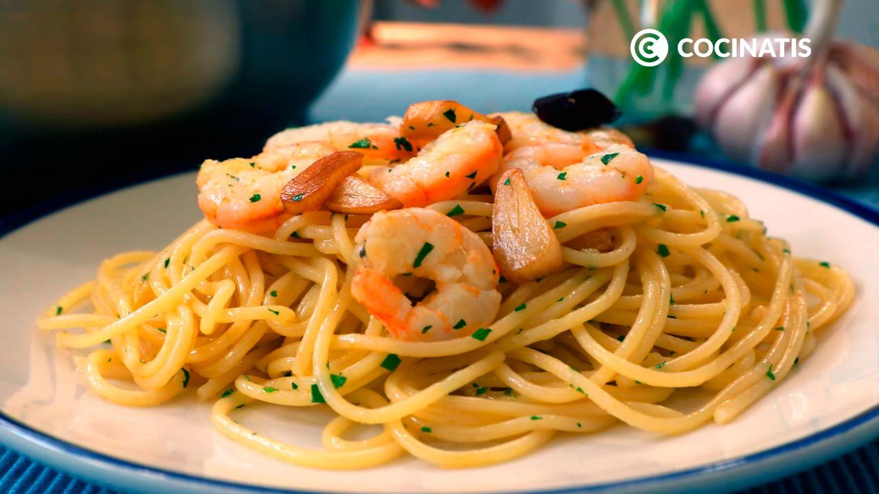 Receta de espaguetis con gambas al ajillo