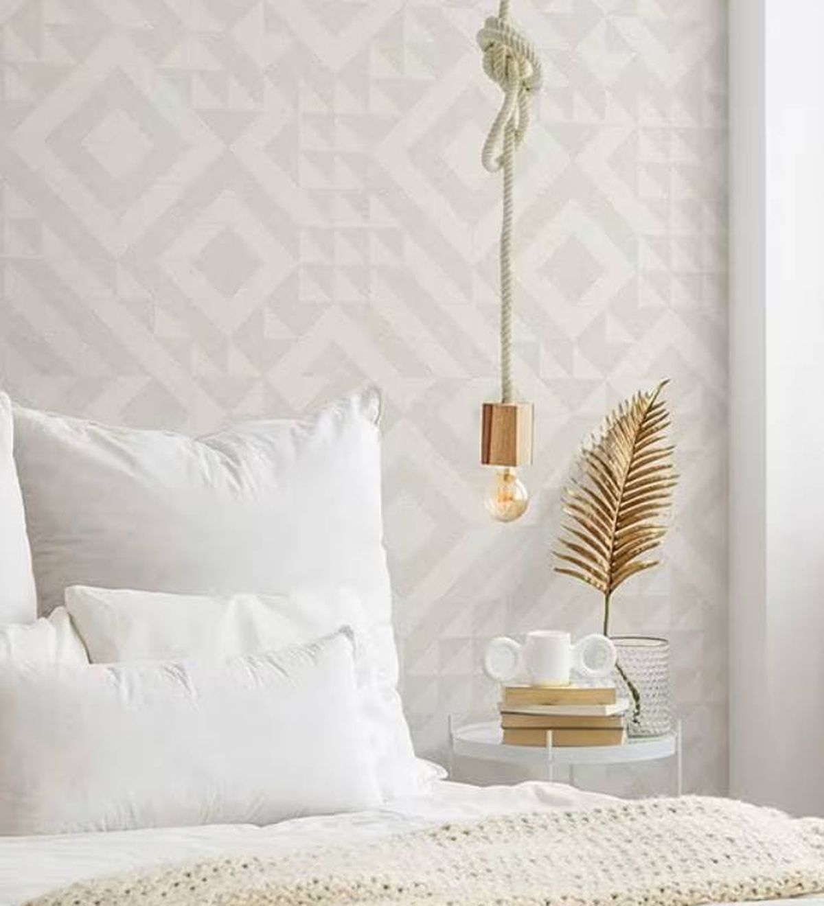 dormitorio papel pintado geométrico maisons du monde