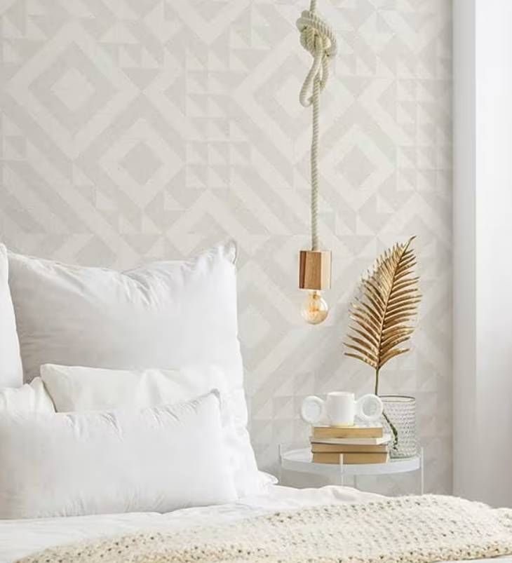 dormitorio papel pintado geométrico maisons du monde