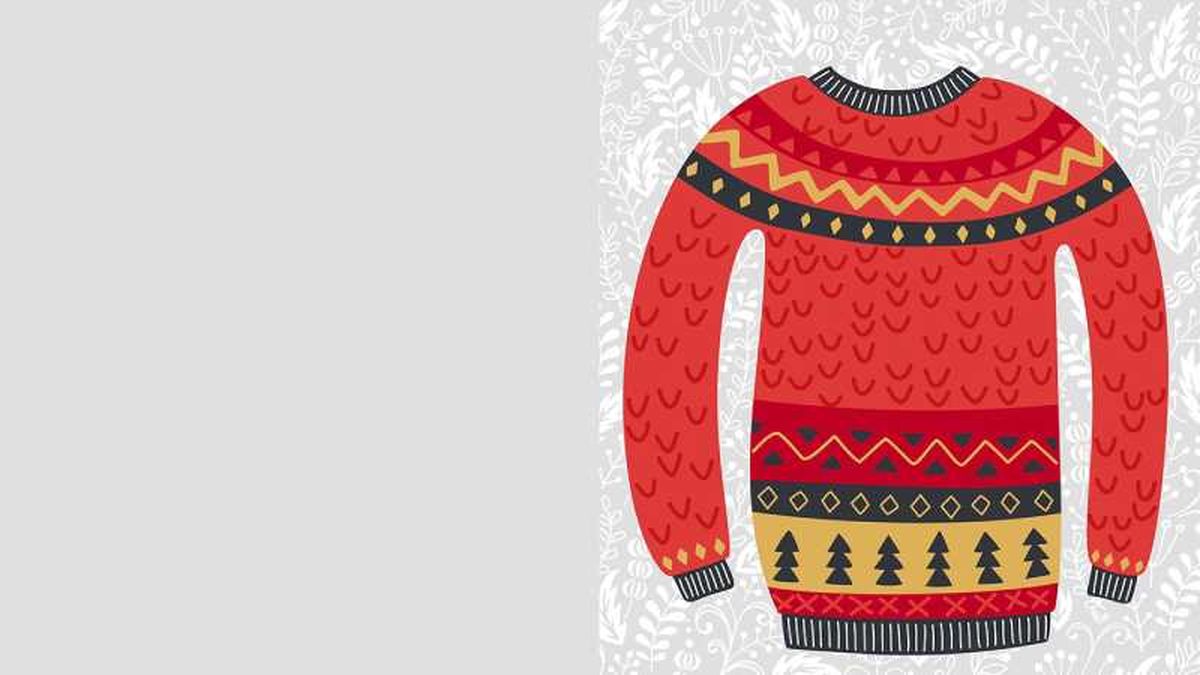 Postal con jersey navideño.