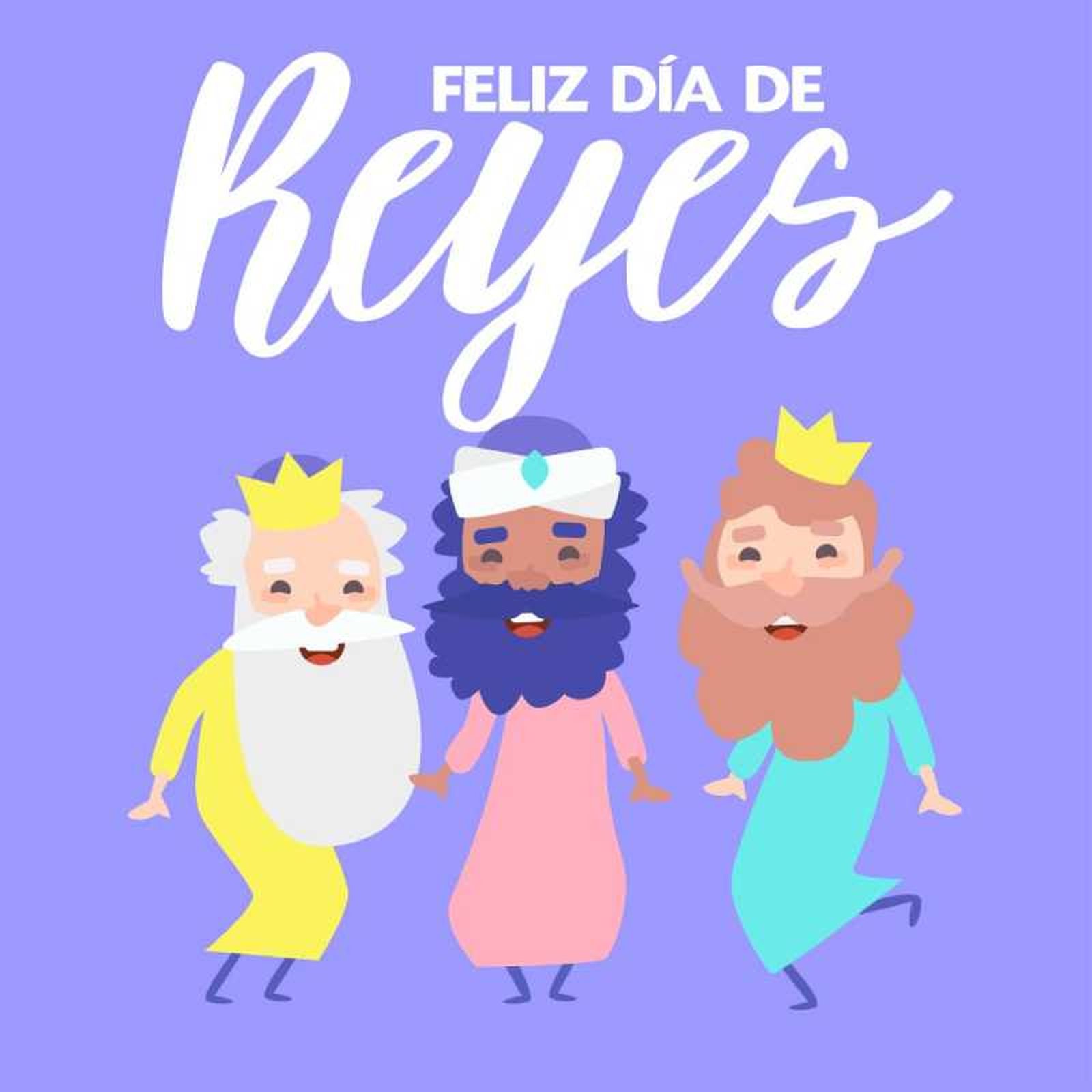 Felicitación de Navidad de los Reyes Magos de estilo infantil.