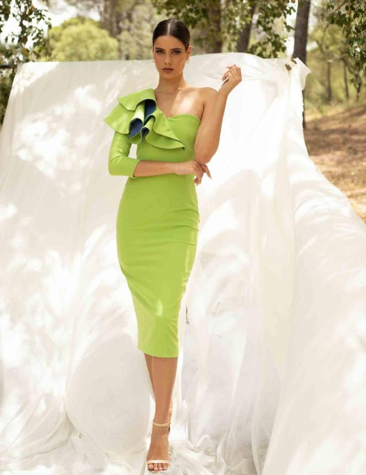 vestido coctel pistacho