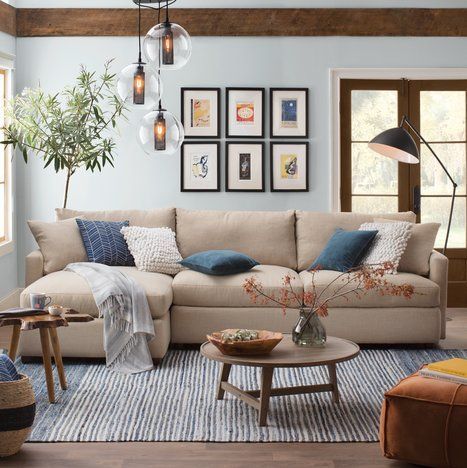 sofa marron azul