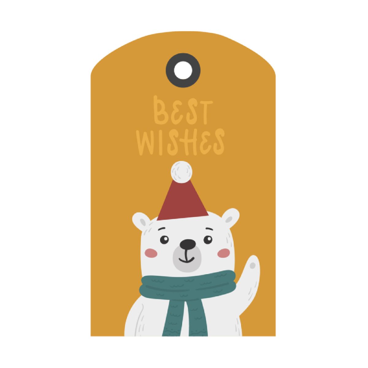 Etiqueta navideña de oso polar.