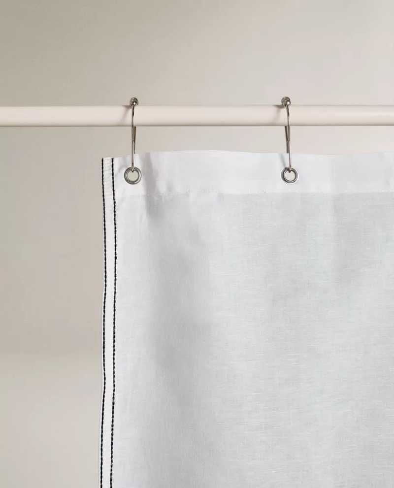 Cortina de baño de lino y algodón.