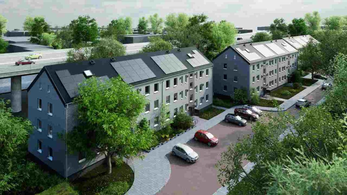 Una fachada con el sistema de aislamiento Ekoworks