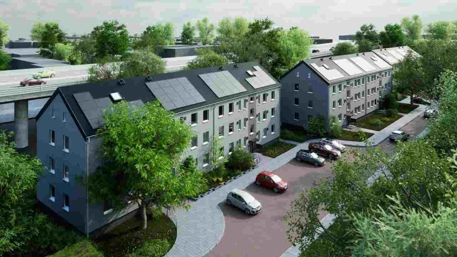 Una fachada con el sistema de aislamiento Ekoworks