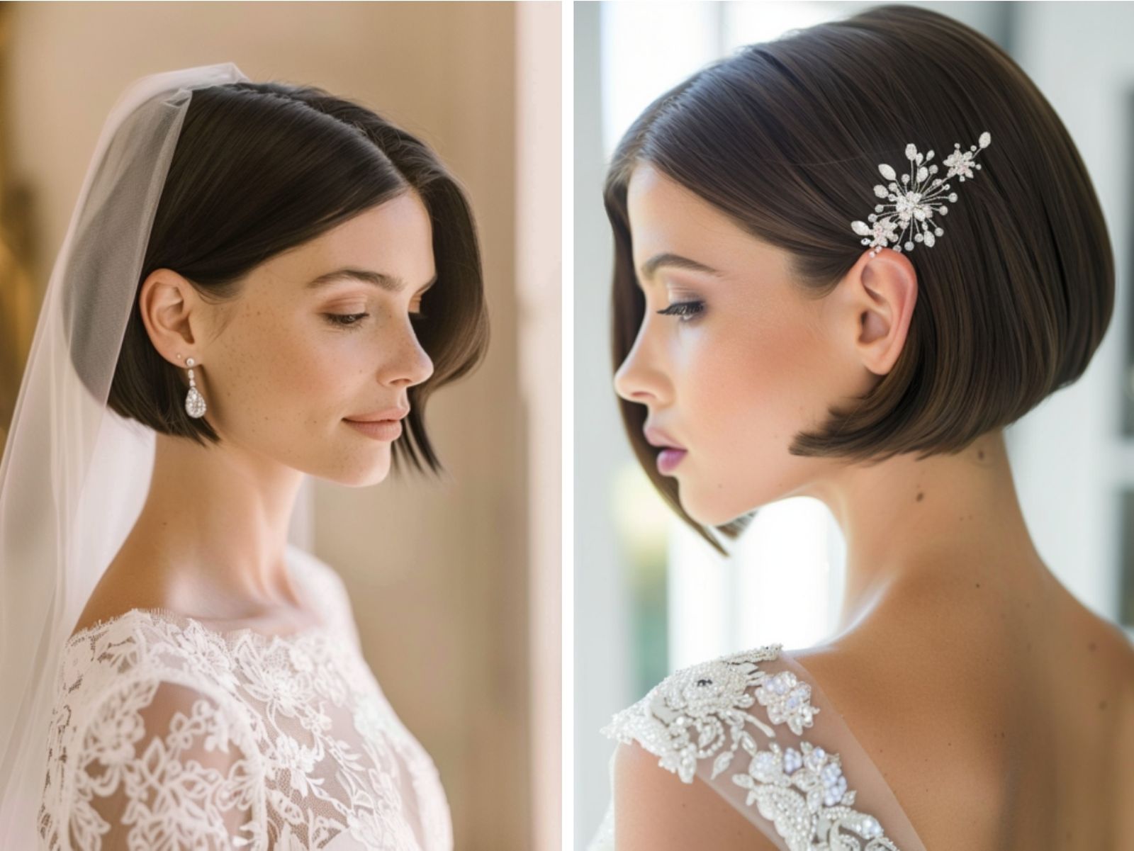 Opciones de peinados para novia con pelo corto y liso