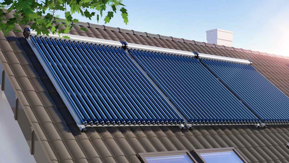 Placas solares de una calefacción solar