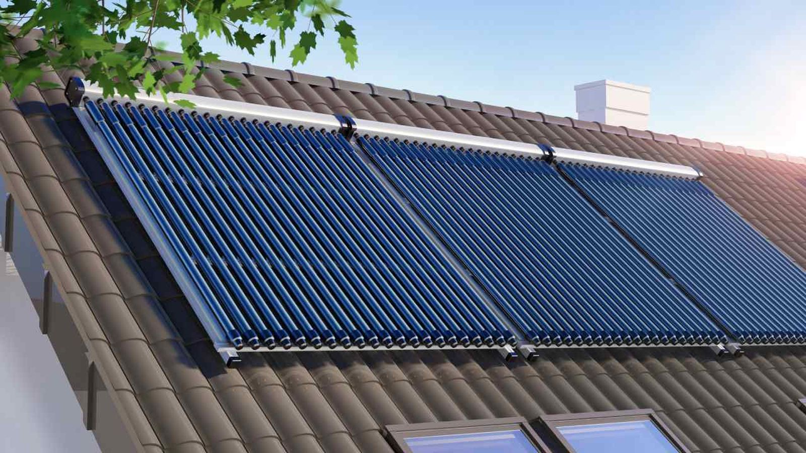 Placas solares de una calefacción solar