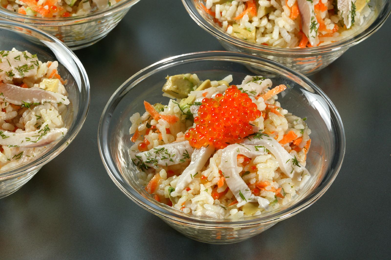 Salpicón de arroz con verduras y trucha