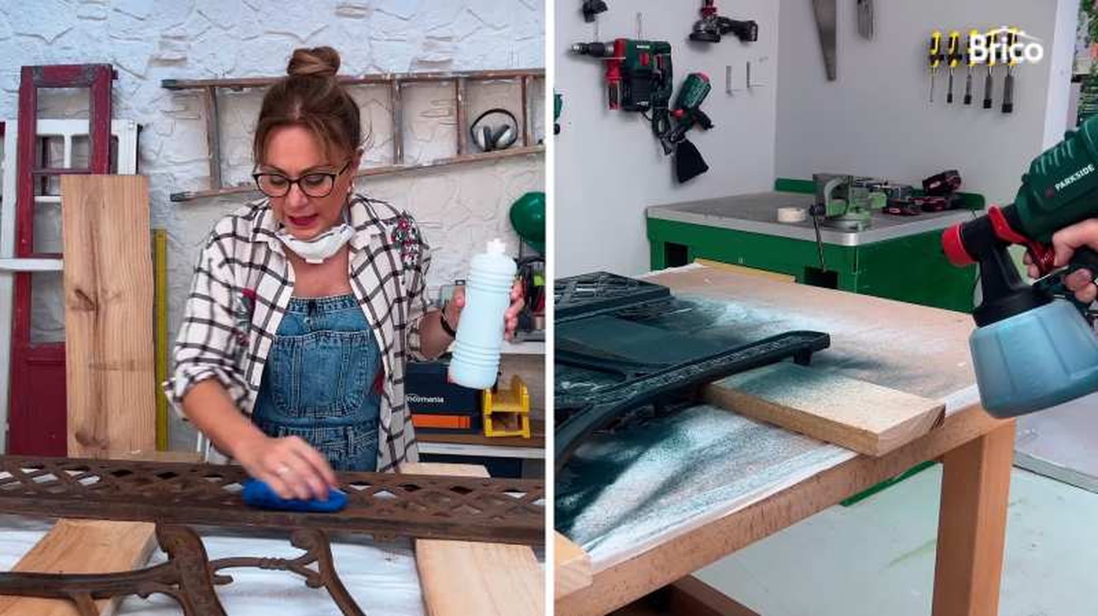 Pintar las piezas de hierro con la pistola de pintar