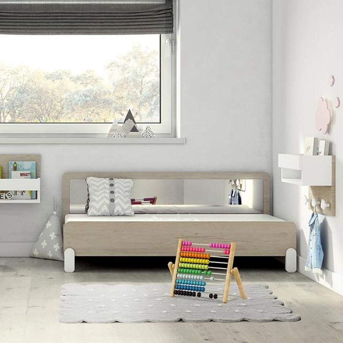 muebles montessori cama arco iris con trasera espejo montessori alananitanana