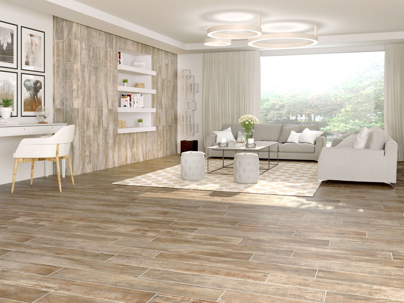 Suelos de gres porcelánicos con acabado desgastado