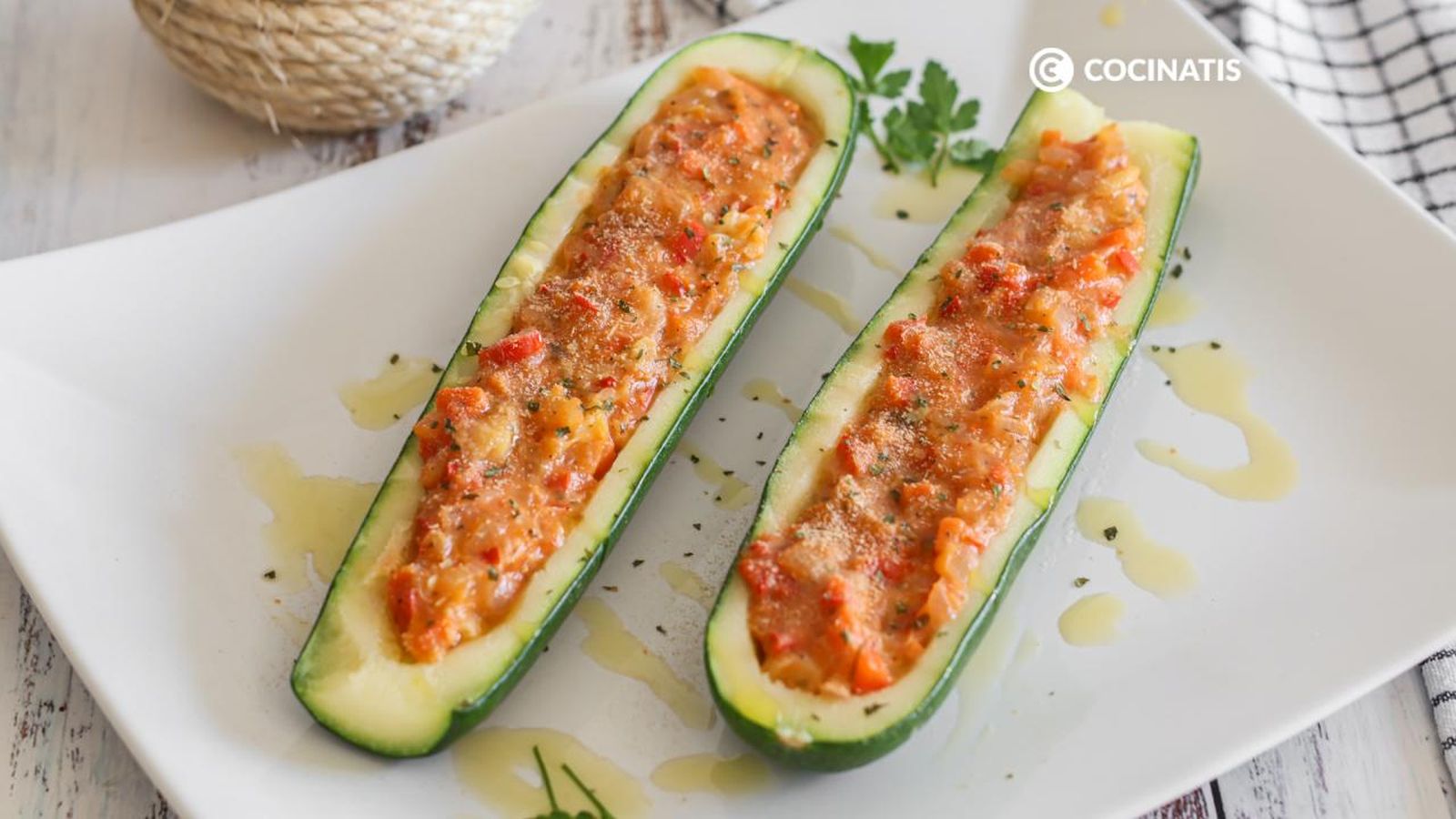 Calabacines rellenos de verduras