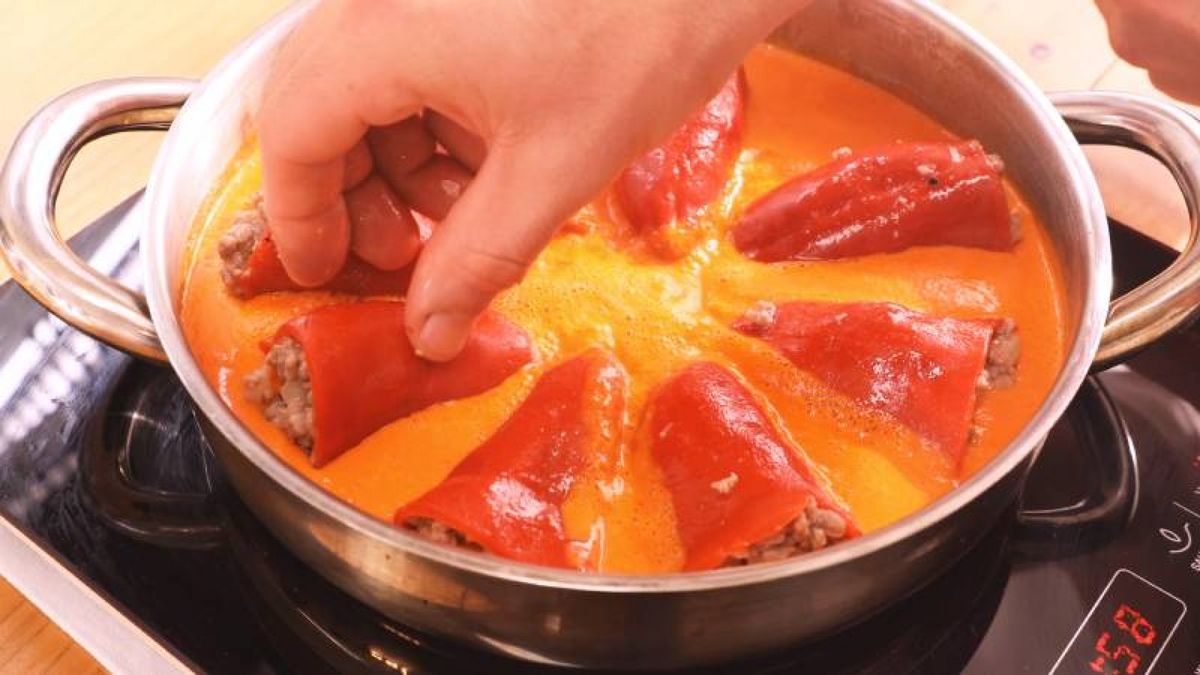 Pimientos rellenos de carne  paso 6