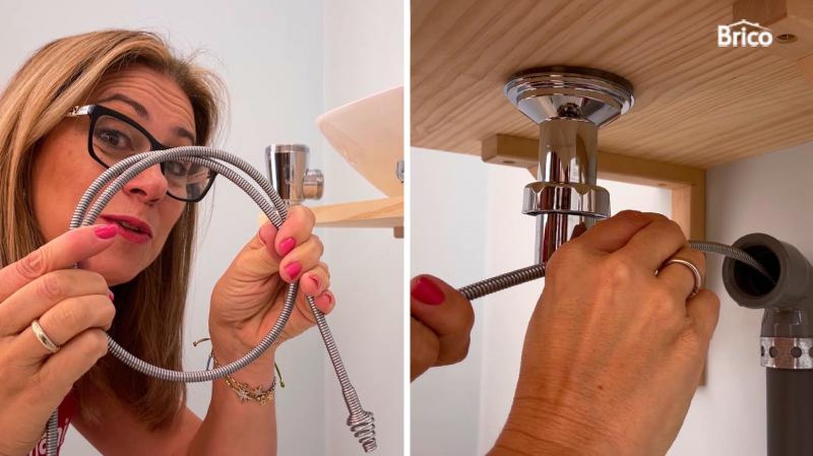 Yolanda Alzola utiliza un desatascador mecánico