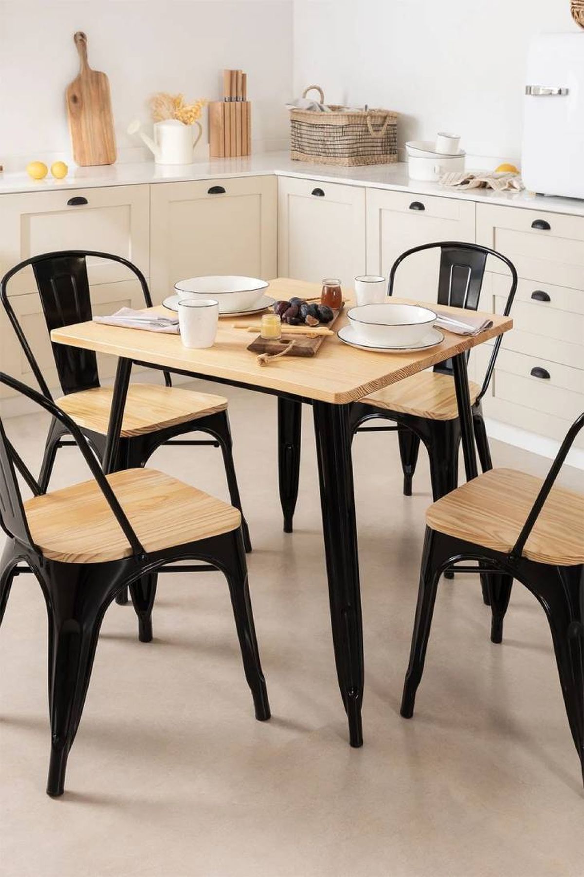 mesa madera patas metal sklum